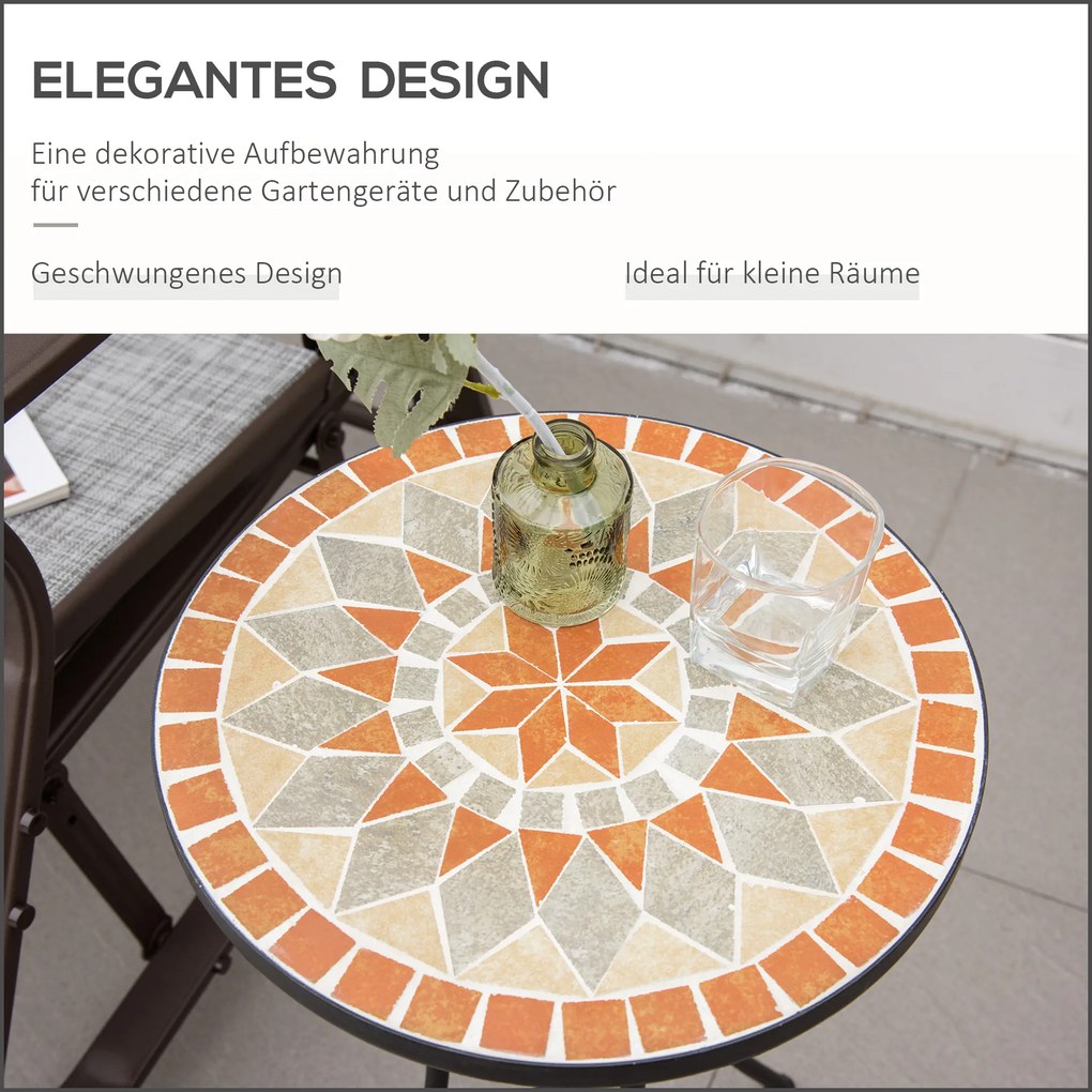 Outsunny Ø 35,5 cm stolik ogrodowy stojak na kwiaty okrągły odporny na warunki pogodowe kwietnik do ogrodu na taras balkon żółty + szary