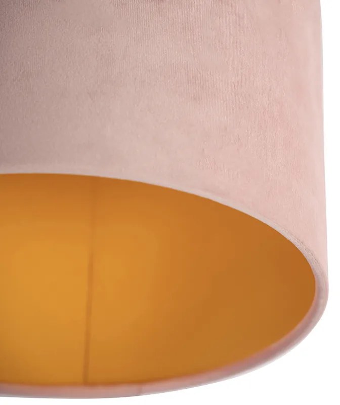Lampa sufitowa z abażurem z weluru w kolorze pudrowego różu ze złotem 25 cm - Combi BlackWiejski/ Rustykalny / Vintage Oswietlenie wewnetrzne