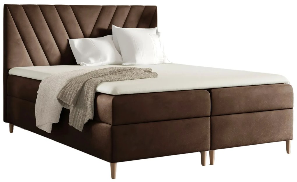 Brązowe łóżko z pikowanym zagłówkiem 5 rozmiarów D5-R28