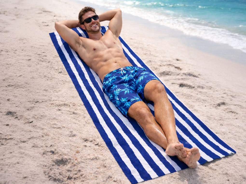 Ręcznik plażowy-torba 2w1 80x160 niebieski 80x160 cm