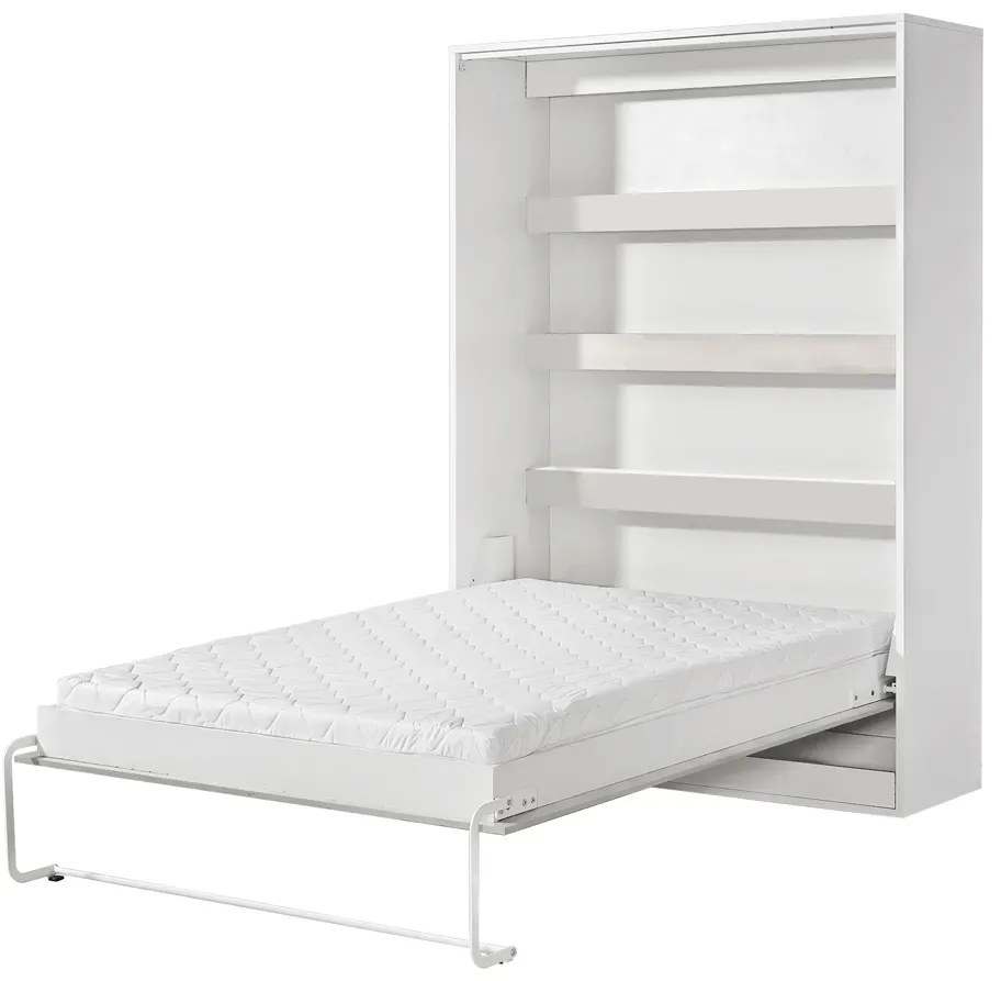 Pionowy tapczan otwierany z półką biały + czarny 140x200 B7-L63