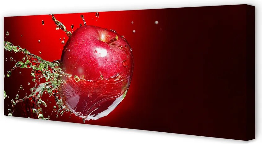 Obraz drukowany na płótnie Czerwone Jabłko z Kroplami Wody