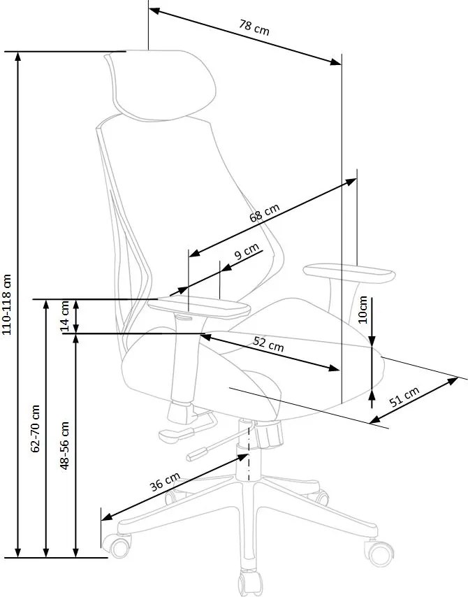 Ergonomiczny fotel obrotowy Hasel, zgodny z normą BHP