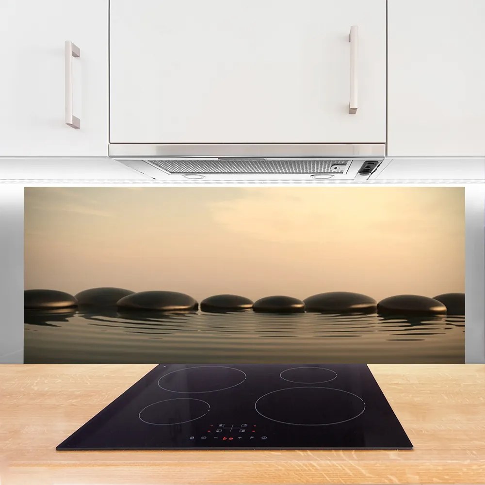 Panel Szklany Refleksy Wody na Kamieniach