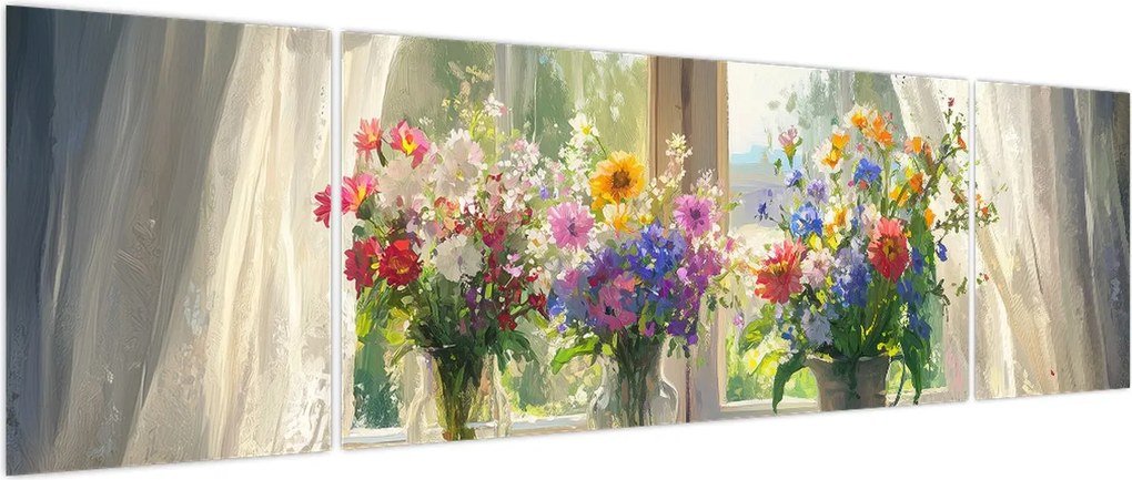 Obraz - Bukiet przy oknie (170x50 cm)