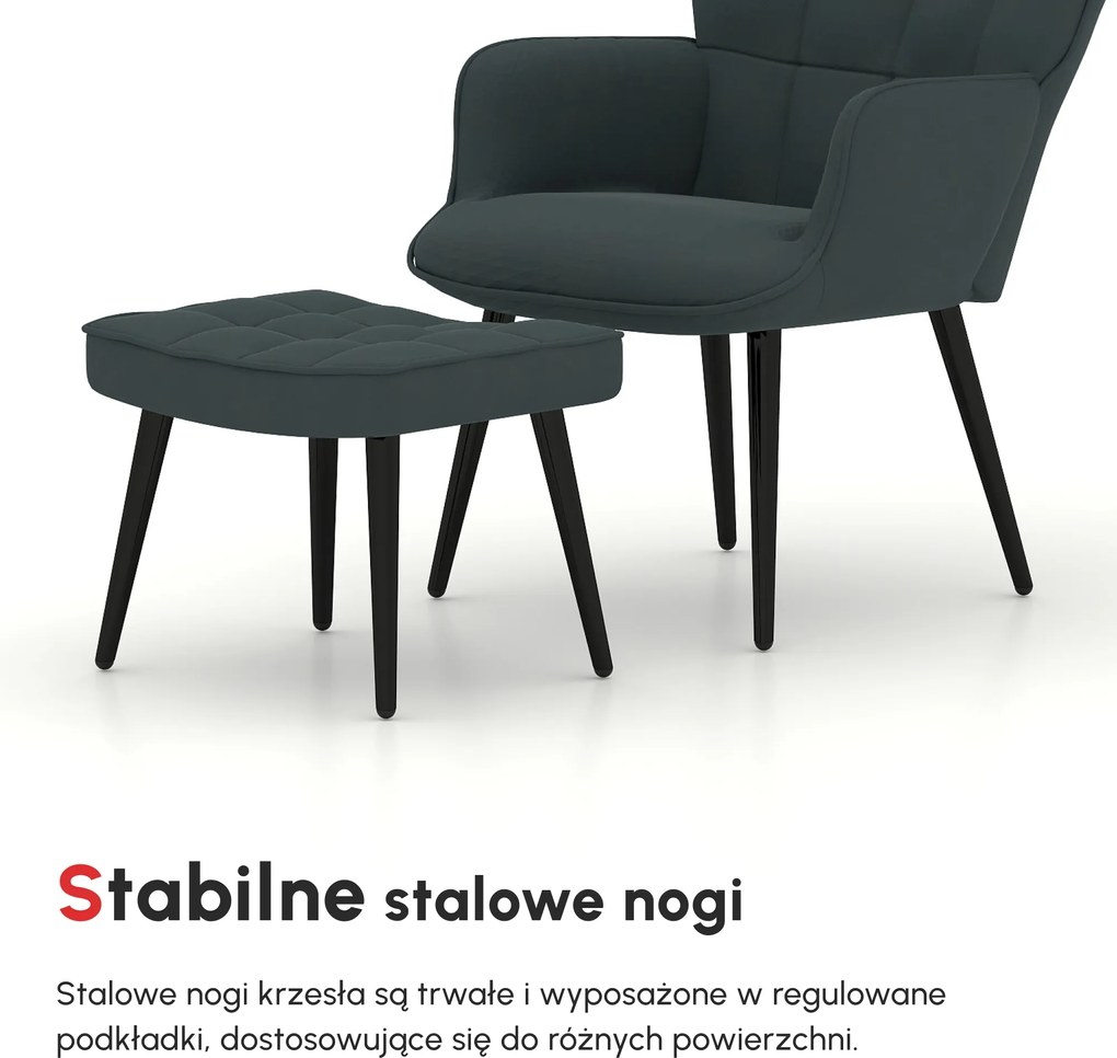 HOMCOM Fotel relaksacyjny z podnóżkiem Komfortowy zestaw do wypoczynku Ciemnoszary elegancki design | Aosom PL