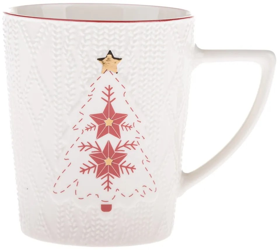 Biały porcelanowy kubek ze świątecznym motywem 380 ml Xmas Tree – Dakls