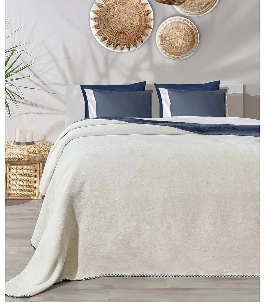 Koc Twin niebieski & kremowy, 150 x 200 cm, 150 x 200 cm