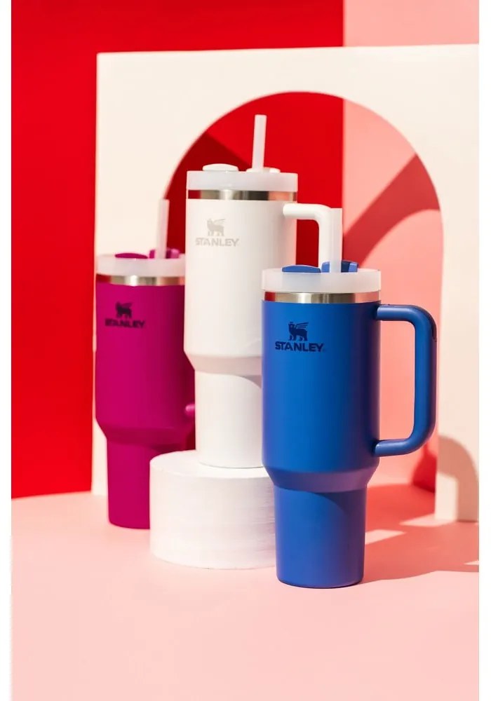 Biały termos ze słomką ze stali nierdzewnej 1,18 l Quencher H2.0 FlowState Tumbler Frost – Stanley