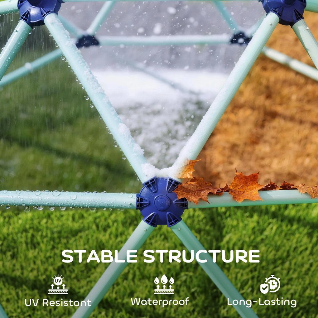 AIYAPLAY Kopuła wspinaczkowa Ø182,5 cm odporna na UV i wodoodporna, kopuła dla dzieci do 90 kg, dla 3-8 lat tworzywo sztuczne niebieska | Aosom PL