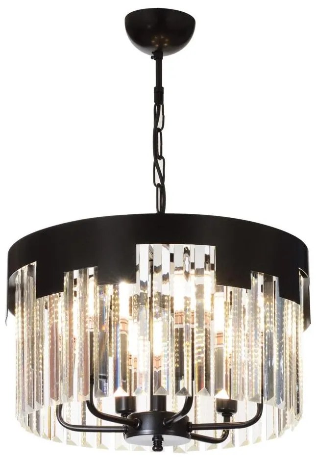 Żyrandol na łańcuchu CRYSTALLINE 6xE27/40W/230V czarny