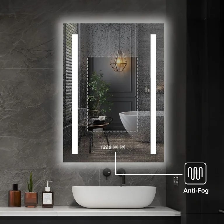 IREDA Lustro łazienkowe z oświetleniem LED, 80 x 60 cm