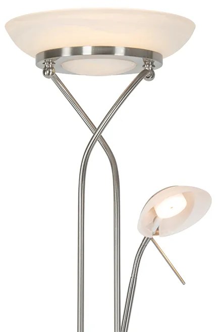 Lampa podłogowa ze stali z wbudowanym LED i ściemniaczem z lampką do czytania - Empoli Nowoczesny Oswietlenie wewnetrzne
