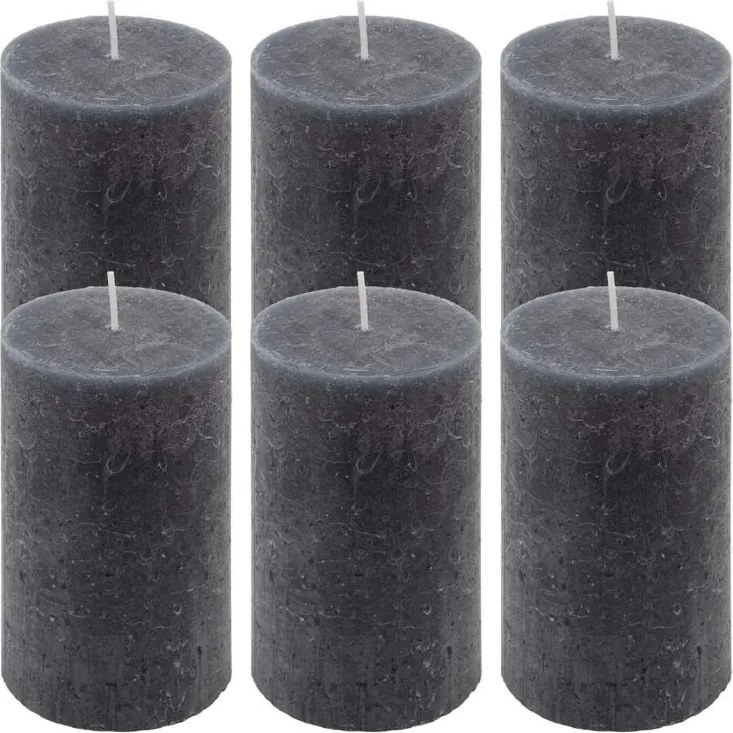 Zestaw świec rustykalnych, 11,5 cm, Ø 6,8 cm, antracyt, 6szt