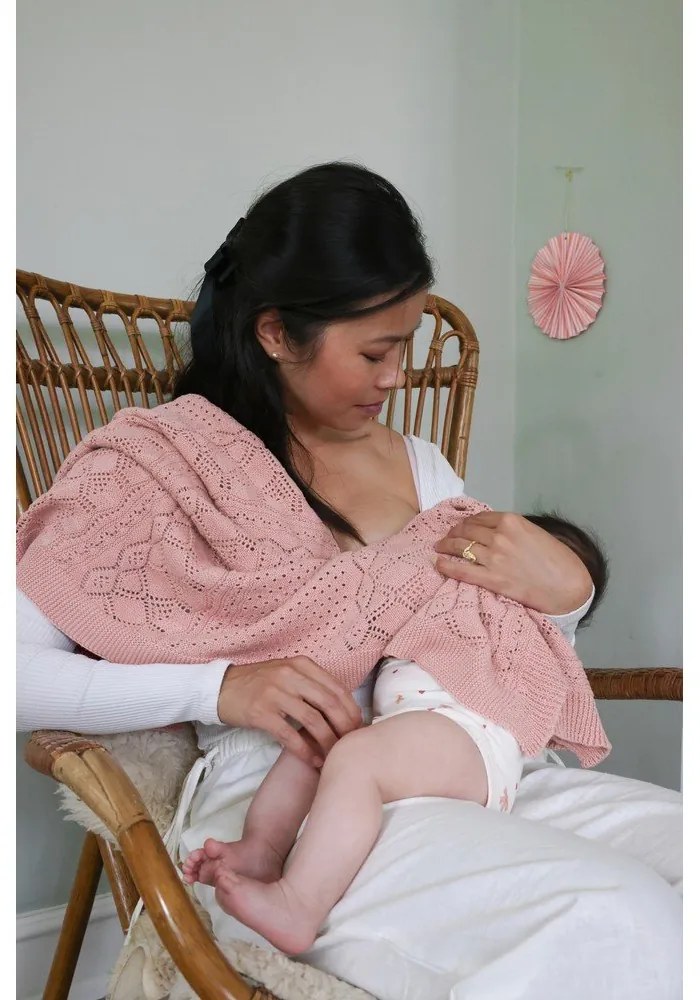 Szaroróżowy dzianinowy koc dziecięcy z bawełny organicznej 80x100 cm Sorbet – Cam Cam Copenhagen