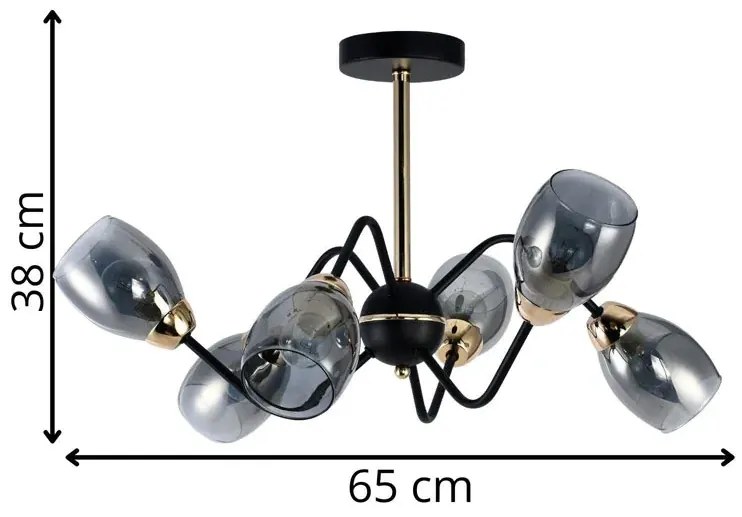 Czarno-złoty sześcioramienny żyrandol - A231 R6-T27