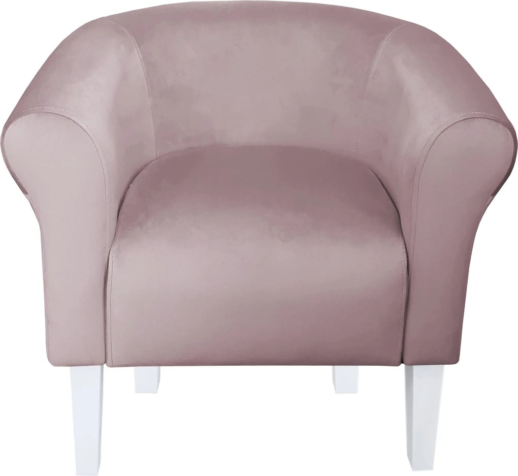Fotel Milo tkanina Welur wygodny fotel tapicerowany do salonu i sypialni : Kolor nogi - Biała, Kolor tkaniny - VELVET - MG55, Wysokość nogi - 20 cm