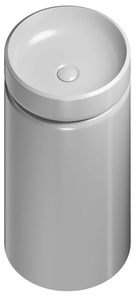 Umywalka z konglomeratu wolnostojąca okrągła szara błyszcząca 85 x 40 cm RONA Grey Glow : Podłączenie syfonu - Do podłogi