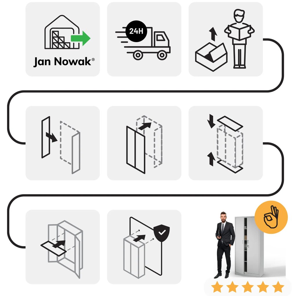 Szafa JAN Compact 1750 x 800 x 400 mm, szara