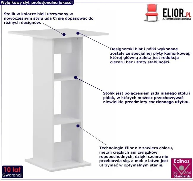 Nowoczesny, Stolik Biały Barowy – Kira Amira 4X