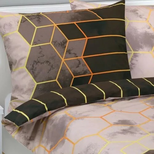 Bellatex Pościel bawełniana Plaster miodu brązowy, beżowy, 140 x 200, 70 x 90 cm