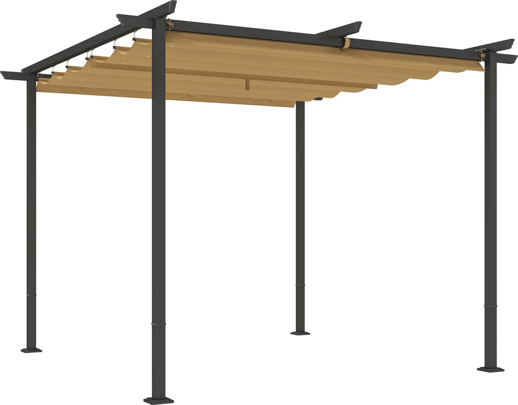 Outsunny Pergola Ogrodowa 3 x 3 m z Regulowanym Dachem, Rama Metalowa, Ochrona UPF30+, Daszek Słoneczny na Werandę, Taras, Beżowy