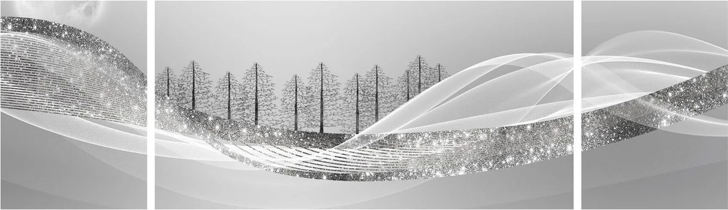 Obraz - Srebrny krajobraz (170x50 cm)
