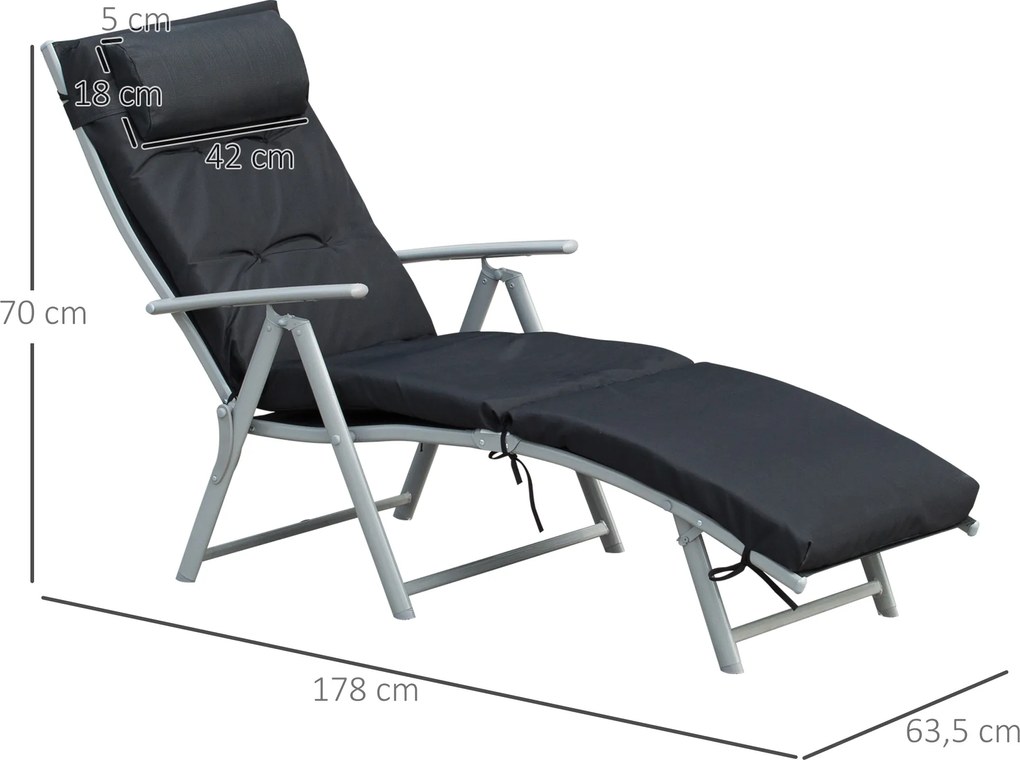 Outsunny leżak ogrodowy skladany duży leżak plazowy regulowany leżak metalowy compact do ogrodu i plaży | Aosom PL