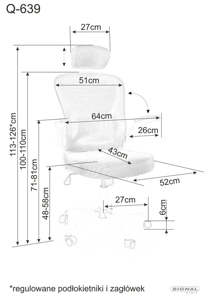 FOTEL OBROTOWY Q-639 SZARY SIGNAL