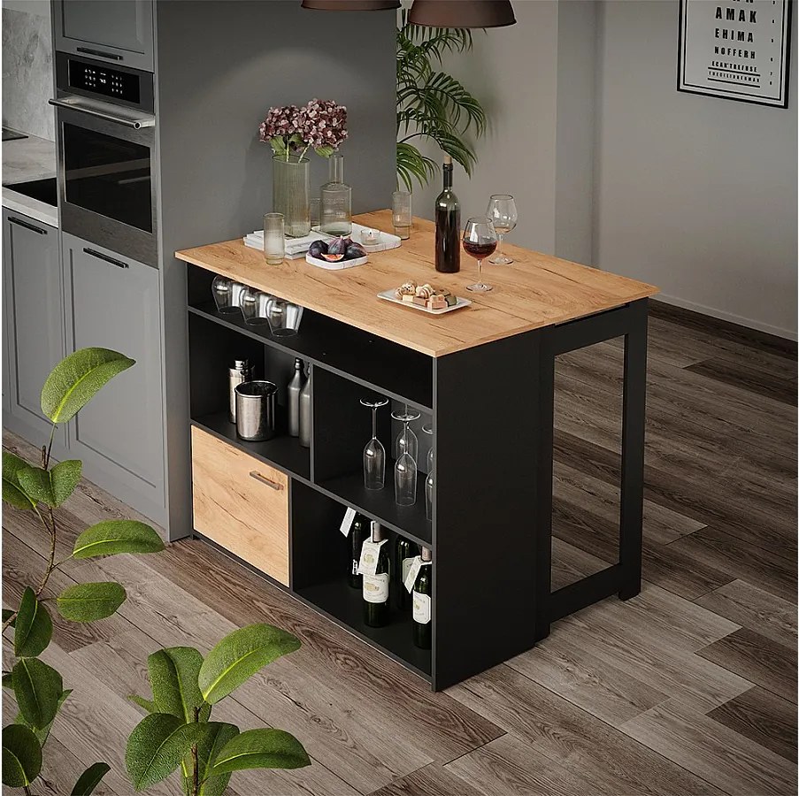 Stół barowy złoty dąb energetyczny 116x37x90.5 dominic