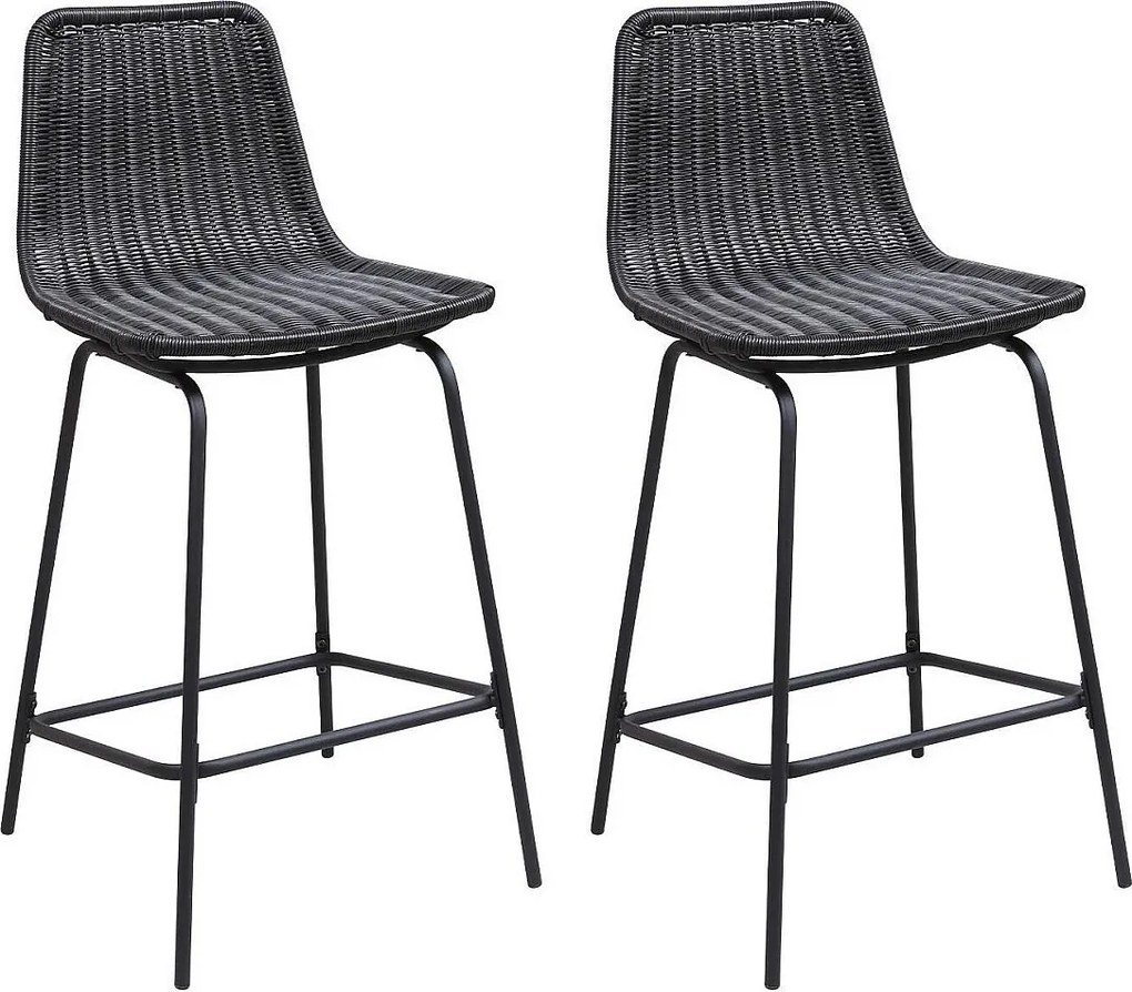 Zestaw 65 cm metalowych krzeseł wyspowych i barowych BALI z siedziskiem rattanowym
