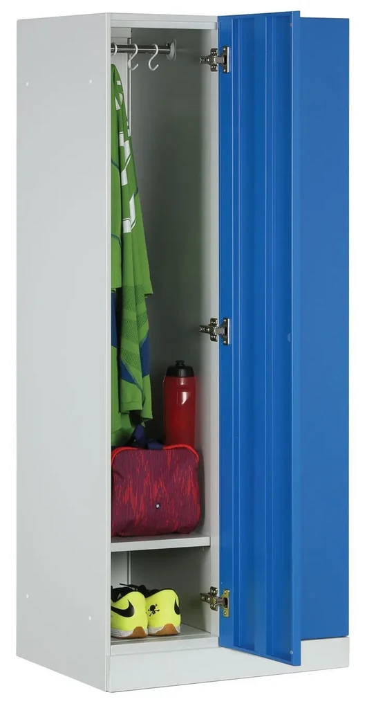 Szafa ubraniowa obniżona 2-drzwiowa, 1500 x 600 x 500 mm, zamek RFID, drzwi laminowane, drzwi laminowane, orzech