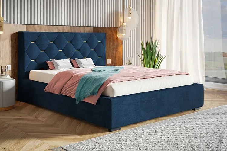 Łóżko dwuosobowe ze stelażem 160x200 Illugi 3X - 36 kolorów
