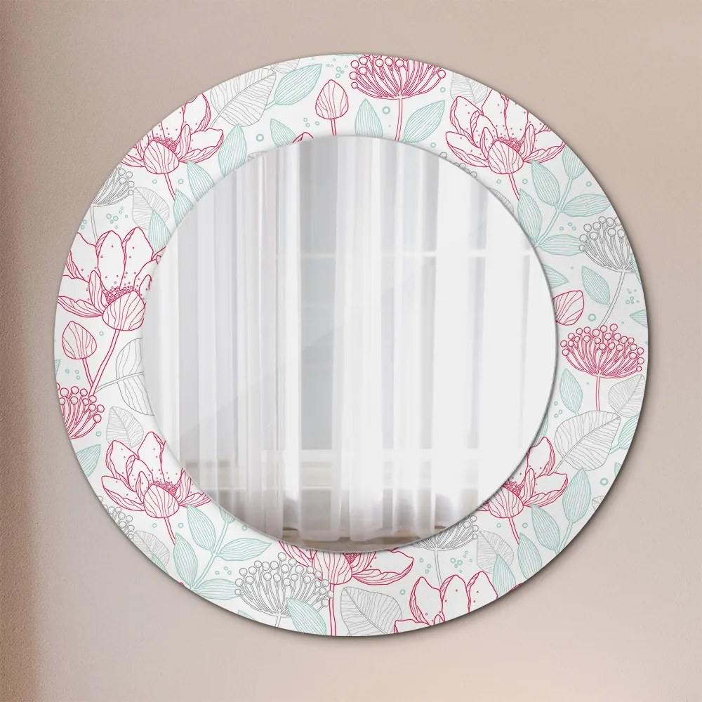 Lustro z nadrukiem dekoracyjne okrągłe Kwiaty