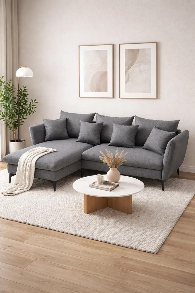 Grafitowa kanapa narożna z funkcją spania C8-D59