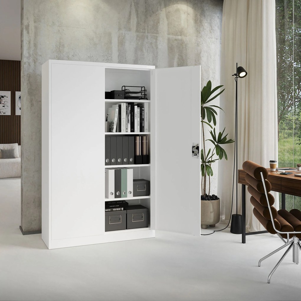 Szafa biurowa metalowa na akta biała JAN II, 1150 x 1850 x 400 mm