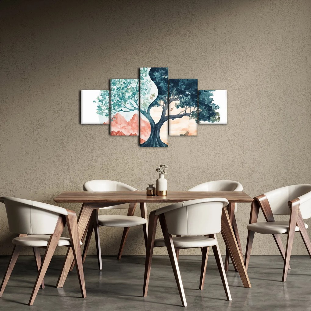 Obraz – Akwarelowe drzewo pełne życia (125x70 cm)