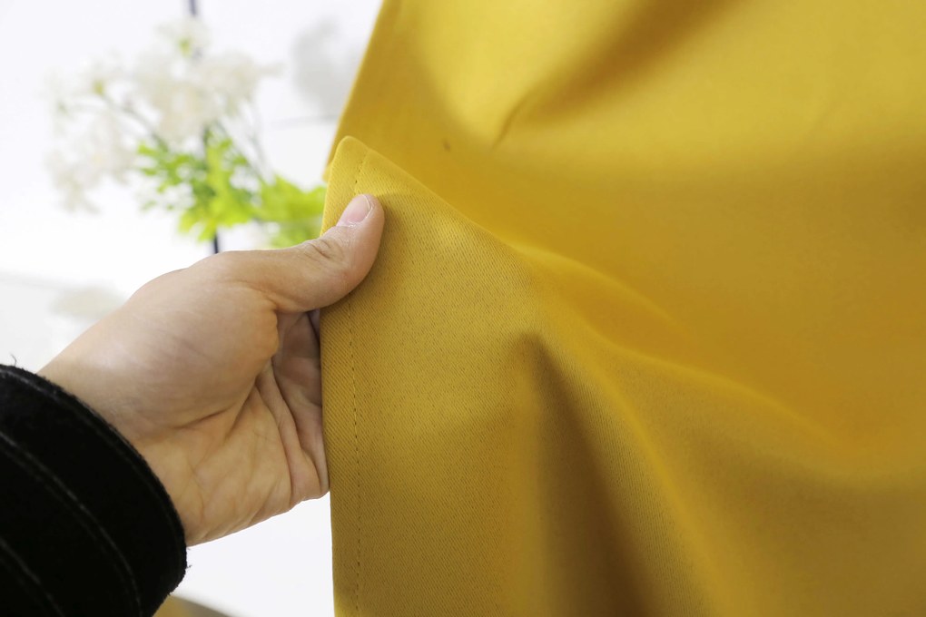 Żółta zasłona OXFORD 140x250 cm Zawieszanie: Taśma z wiązaniami