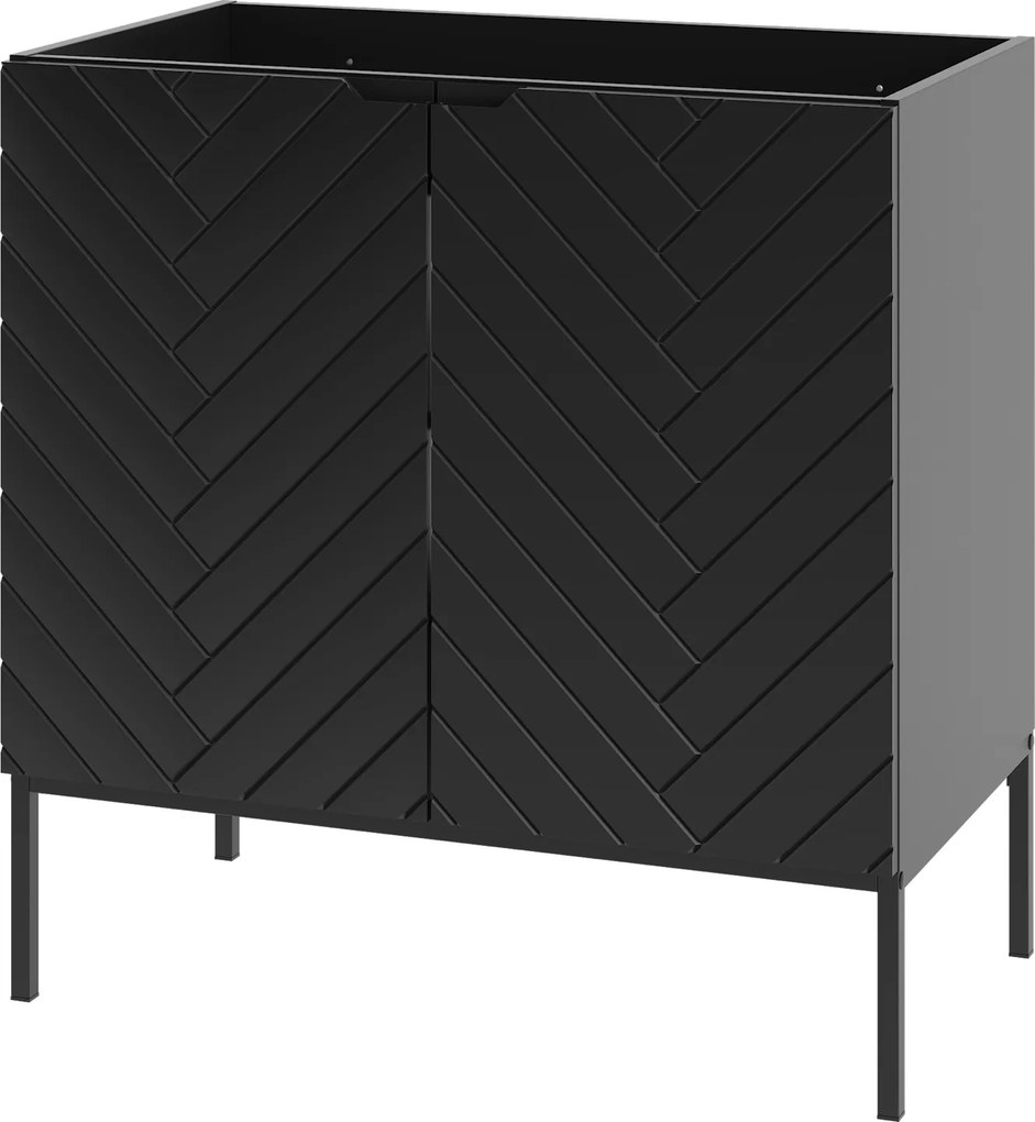 Szafka pod umywalkę wpuszczaną Aspen 08 czarna, 80 cm