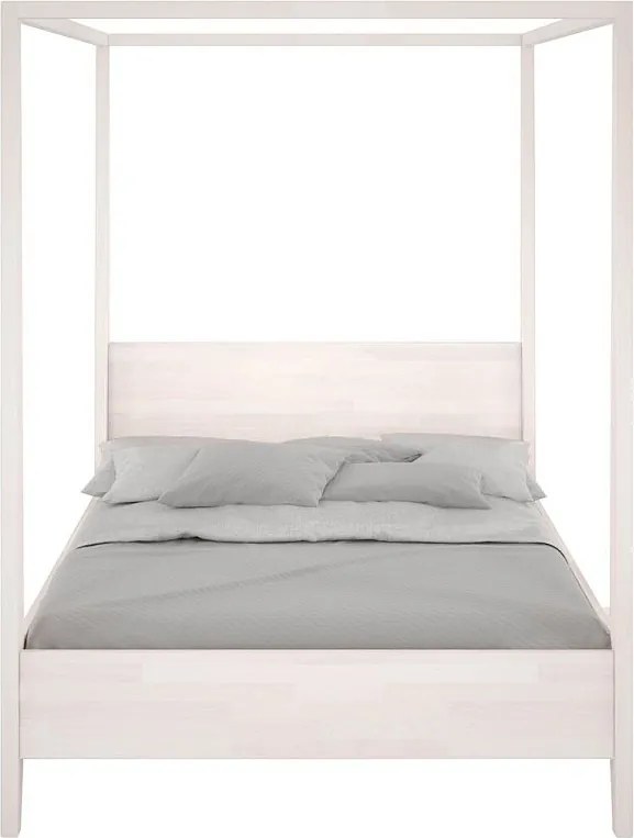 Łóżko bukowe Visby CANOPY z baldachimem, 140x200, biały