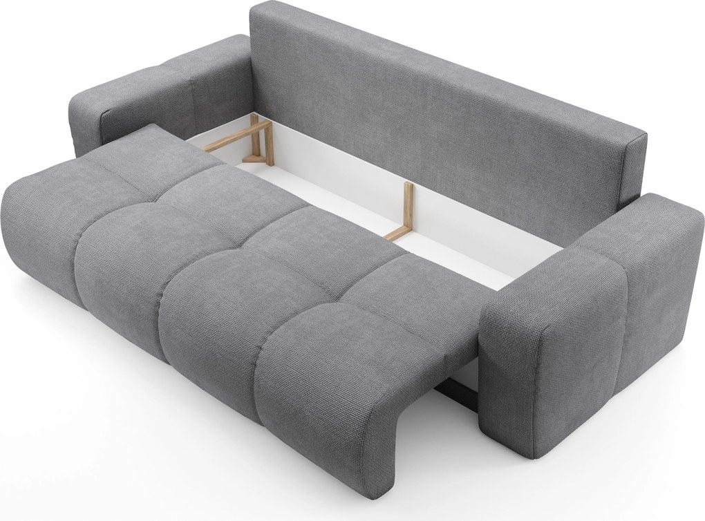 Masseno Sofa DUCA z funkcją spania i pojemnikiem na pościel, Rozkładana sofa - Szary, FLOW 17