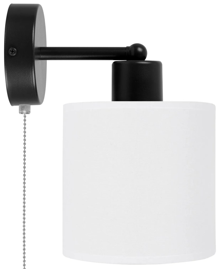 Czarny kinkiet LED z włącznikiem z białym abażurem SHWD-C-1010SC-WE je