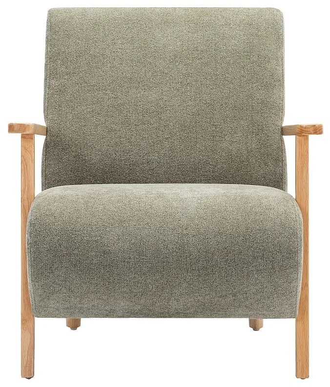 Fotel drewniany z zieloną tapicerką - JULOMO