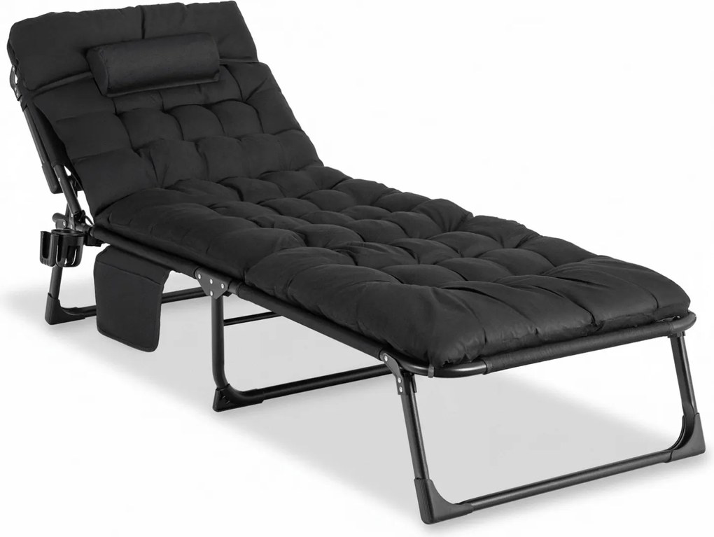 Składany leżak ogrodowy z pikowaną poduchą Saturn