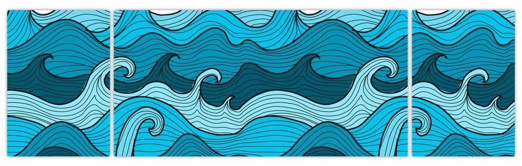 Obraz - Abstrakcja, morze (170x50 cm)