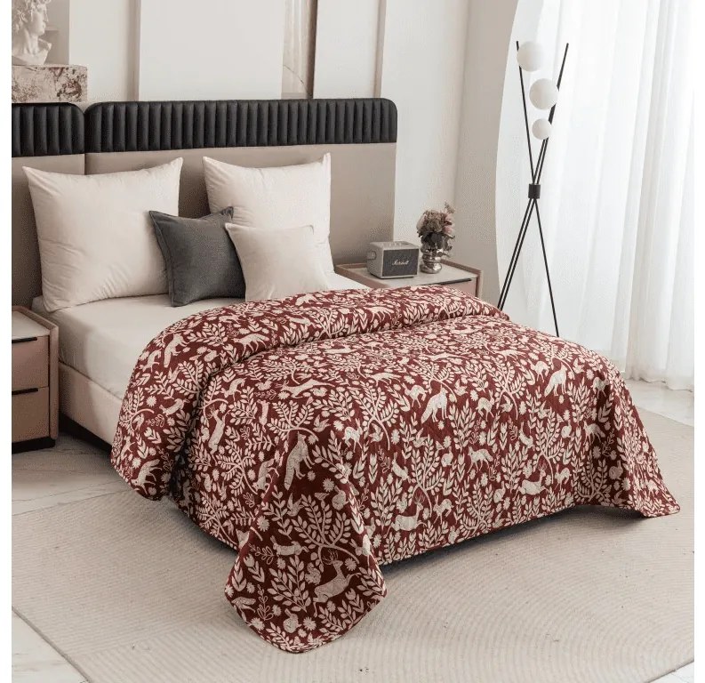 Narzuta na łóżko FOREST ANIMALS, brązowy Rozmiar: 170 x 210 cm