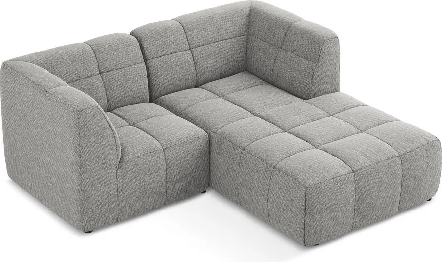 Szary narożnik z materiału bouclé (prawostronny/z szezlongiem) Aloha – Makamii