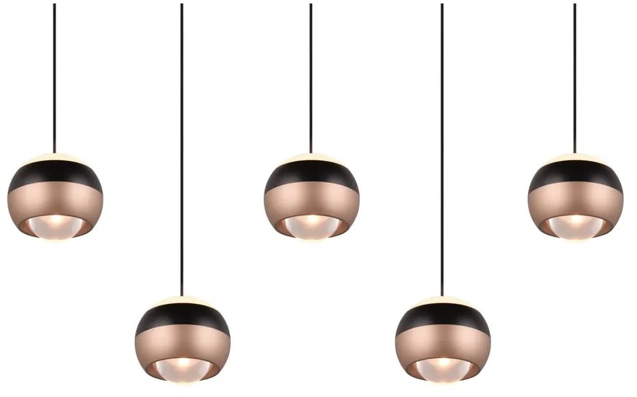 Lampa wisząca LED w czarno-miedzianym kolorze z metalowym kloszem Orbit – Trio Select