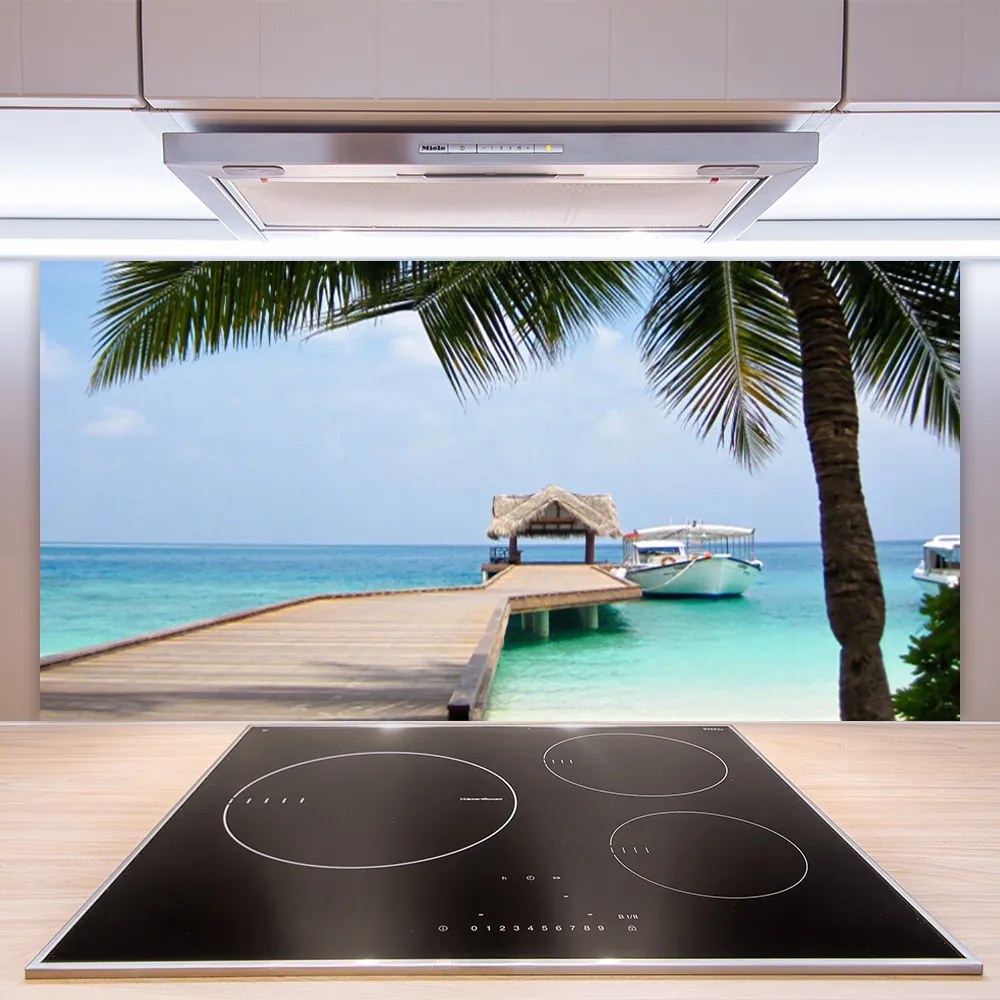 Szkło do Kuchni na Ścianę Stalowy Gigant nad Zatoką