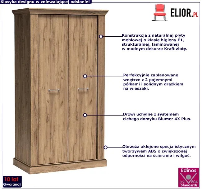 Szafa dwudrzwiowa kraft złoty Z7-P27